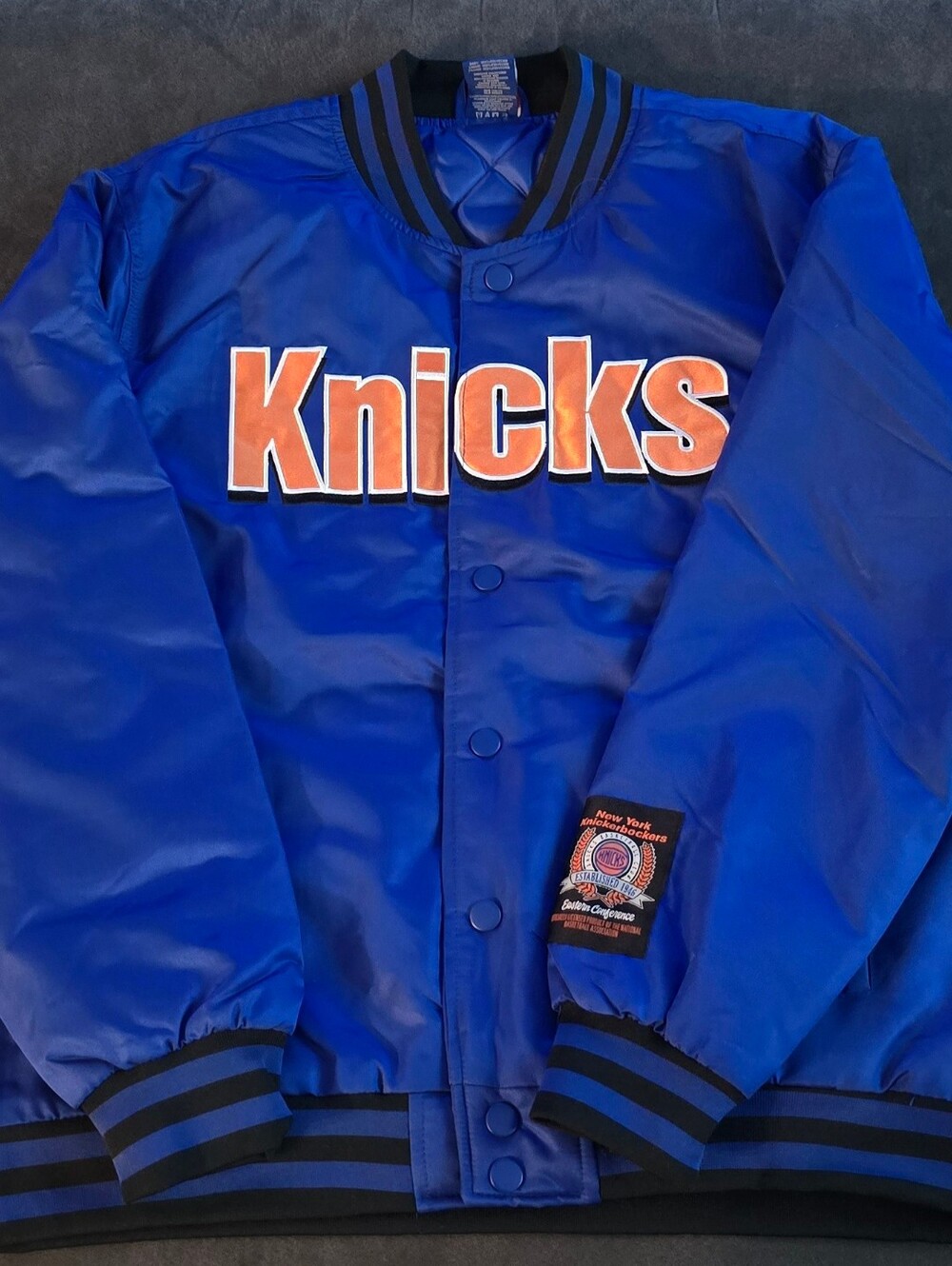 New York Knicks Blue Satin Bomber Jacket